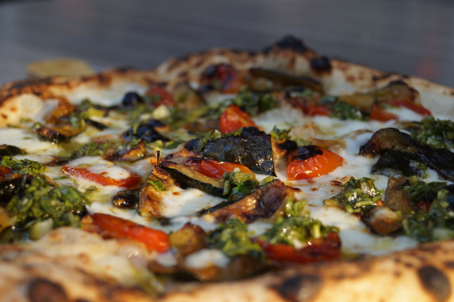 Nahaufnahme Pizza Verde